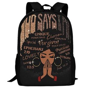 waykales black girl laptop backpack durable casual daypack school bookbag for women teen office outdoor 17 inch
