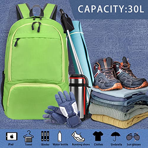 ZOORON Hiking Backpacks Foldable Lightweight Packable Backpack 30L Water Resistant Compact Folding Daypack for Travel