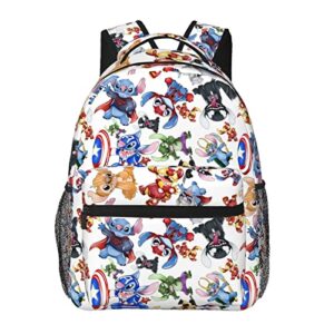 cmrtilseem stitch backpack girl's boy's 16 inch lightweight casual double strap shoulder school bookbag water resistant fits laptop