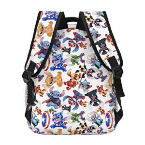 Cmrtilseem Stitch Backpack Girl's Boy's 16 Inch Lightweight Casual Double Strap Shoulder School Bookbag Water Resistant Fits Laptop