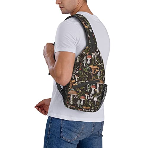 Yrebyou Mushroom Sling Bag Casual Crossbody Backpack Travel Hiking Daypack for Women Men Lightweight Chest Purse Fashion Shoulder Bags traveling Runner Climbing