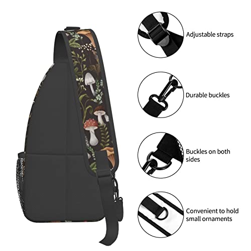 Yrebyou Mushroom Sling Bag Casual Crossbody Backpack Travel Hiking Daypack for Women Men Lightweight Chest Purse Fashion Shoulder Bags traveling Runner Climbing