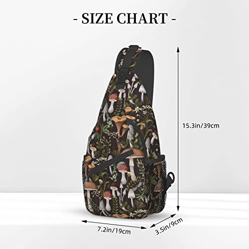 Yrebyou Mushroom Sling Bag Casual Crossbody Backpack Travel Hiking Daypack for Women Men Lightweight Chest Purse Fashion Shoulder Bags traveling Runner Climbing