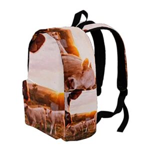 VBFOFBV Laptop Backpack, Elegant Travelling Backpack Casual Daypacks Shoulder Bag for Men Women, Rural Cows