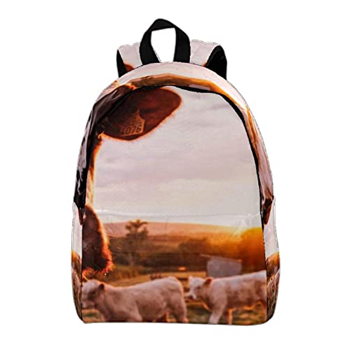 VBFOFBV Laptop Backpack, Elegant Travelling Backpack Casual Daypacks Shoulder Bag for Men Women, Rural Cows