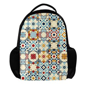vbfofbv lightweight casual laptop backpack for men and women, moroccan pattern patchwork vintage art