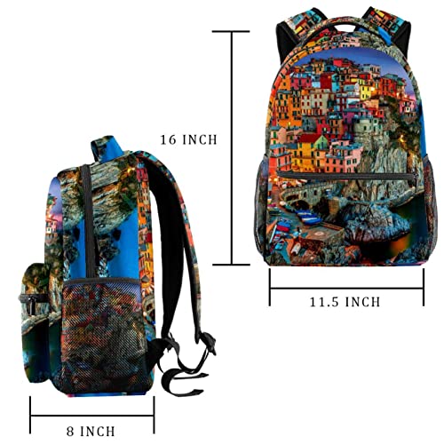 VBFOFBV Travel Backpack, Laptop Backpack for Women Men, Fashion Backpack, Cinqueterre Landscape