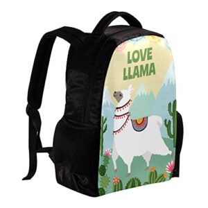 VBFOFBV Travel Backpack, Laptop Backpack for Women Men, Fashion Backpack, Lovely Animal Cartoon Llama Cactus