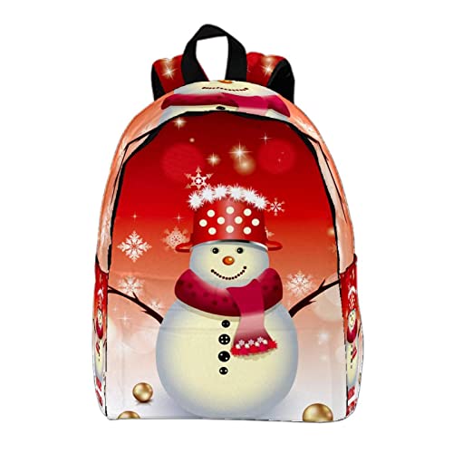 VBFOFBV Laptop Backpack, Elegant Travelling Backpack Casual Daypacks Shoulder Bag for Men Women, Snowman Merry Christmas Snowflakes