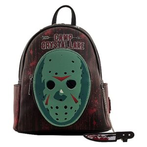 loungefly horror: friday the 13th jason cosplay glow in the dark mini-backpack, amazon exclusive