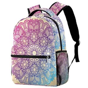 vbfofbv lightweight casual laptop backpack for men and women, purple blue ethnic mandala retro