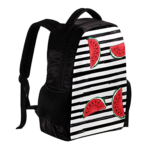 VBFOFBV Lightweight Casual Laptop Backpack for Men and Women, Black and White Stripes Watermelon