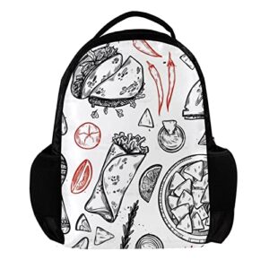 vbfofbv laptop backpack, elegant travelling backpack casual daypacks shoulder bag for men women, mexican food taco tomato chili