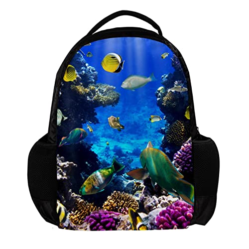 VBFOFBV Laptop Backpack, Elegant Travelling Backpack Casual Daypacks Shoulder Bag for Men Women, Tropical Fish Coral