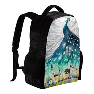 vbfofbv travel backpack for women, hiking backpack outdoor sports rucksack casual daypack, peacock art abstract