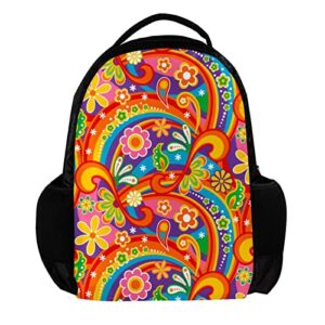 vbfofbv laptop backpack, elegant travelling backpack casual daypacks shoulder bag for men women, paisley colored cashew flower mod art
