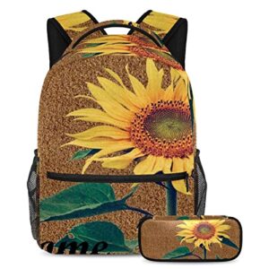 vbfofbv laptop backpack, elegant travelling backpack casual daypacks shoulder bag for men women, sunflower retro brown