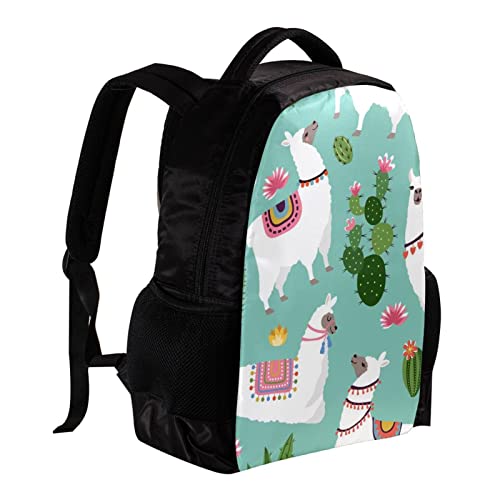 VBFOFBV Backpack for Women Daypack Laptop Backpack Travel Casual Bag, Llama Alpaca Flower Cactus