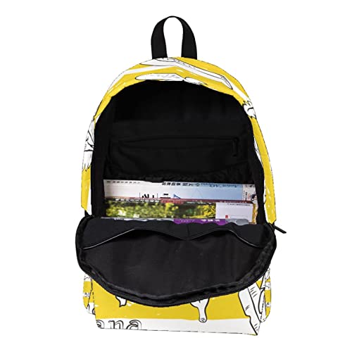 VBFOFBV Travel Backpack for Women, Hiking Backpack Outdoor Sports Rucksack Casual Daypack, Yellow Stripes Banana Tree