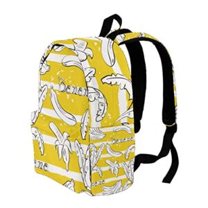 VBFOFBV Travel Backpack for Women, Hiking Backpack Outdoor Sports Rucksack Casual Daypack, Yellow Stripes Banana Tree