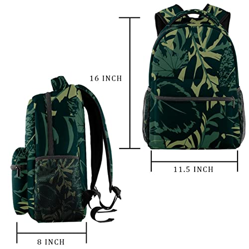 VBFOFBV Lightweight Casual Laptop Backpack for Men and Women, Tropical Jungle Green Leaves Retro