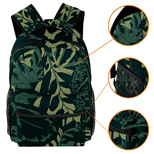 VBFOFBV Lightweight Casual Laptop Backpack for Men and Women, Tropical Jungle Green Leaves Retro