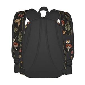 SUPLUCHOM School Backpack Vintage Magic Mushroom Leaf Forest Casual Daypack Men Women Polyester Laptop Bag with Side Pockets Bookbag for Travel Hiking Work Student Over 3 Years Old Kids