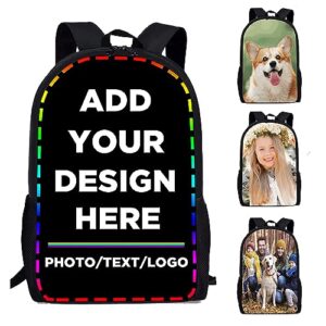 gaxuciat custom backpack, personalized lightweight school bookbag add your photo text for boys and girls, travel, work