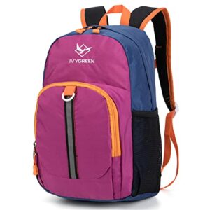 ivygreen little kids hiking backpack, toddler backpack for boys or girls, ideal for a day outdoor adventures (purple, kids - medium)