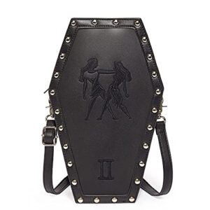 chuang chen 12 constellation coffin bag gothic backpack with exquisite embroidery pattern small backpack