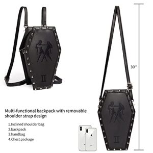 CHUANG CHEN 12 Constellation Coffin Bag Gothic Backpack with Exquisite Embroidery Pattern Small Backpack