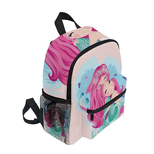 DXTKWL Cute Ocean Mermaid Toddler Backpack for Boys Girls, Kids Backpack Small Mini Backpack with Chest Strap, 10x4x12 in
