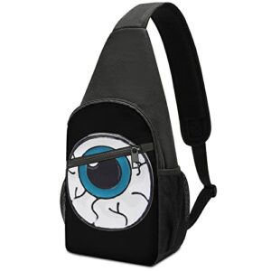 enamel pin eyeball crossbody backpack shoulder bag lightweight one strap sling bag travel hiking daypack