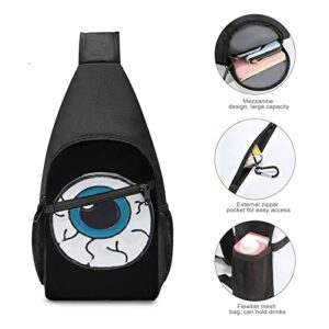 Enamel Pin Eyeball Crossbody Backpack Shoulder Bag Lightweight One Strap Sling Bag Travel Hiking Daypack