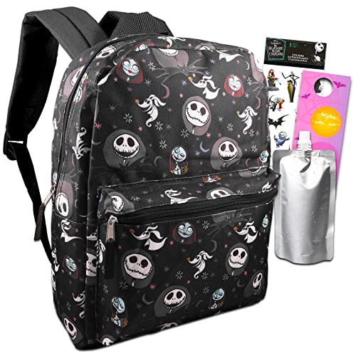 Disney Nightmare Before Christmas Backpack for Kids - Bundle with 16” Nightmare Before Christmas Backpack, Water Bottle, Stickers, More | Nightmare Before Christmas School Bag