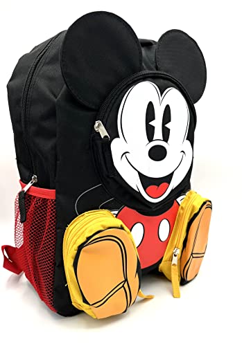 Disney Mickey Mouse Backpack Front Body 16" with 3-Zipper Pockets