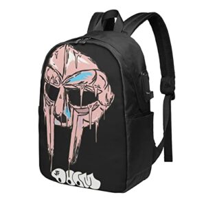 batlx mf music doom backpack college work laptop backpack travel casual daypack with usb port 17 inch