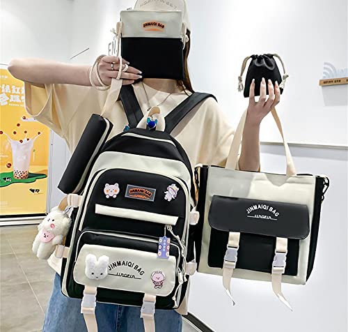 5Pcs Accessories Backpack with Pin & Set Cute Backpack Kawaii Backpack School Bags for Teen Girl