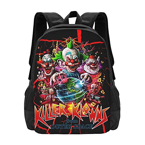 UAXEROU Killer Horror Klowns Movie from Outer Space Unisex Carry On Backpack Large Travel Backpack for Women Men Work Casual Laptop Daypack