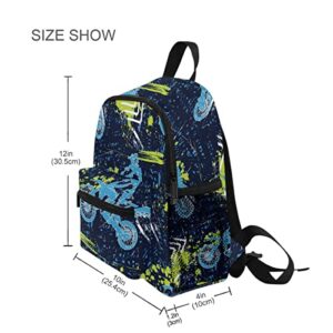 Fisyme Toddler Backpack Sports Motocross Motorcycles School Bag Kids Backpacks for Kindergarten Preschool Nursery Girls Boys, S