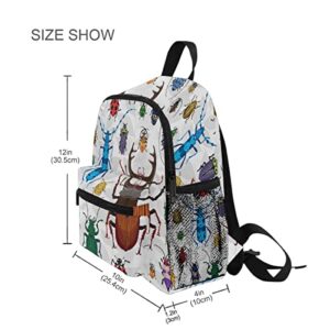 Fisyme Toddler Backpack Colorful Bugs Beetles School Bag Kids Backpacks for Kindergarten Preschool Nursery Girls Boys, S