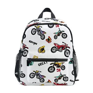 fisyme toddler backpack vintage motorcycle school bag kids backpacks for preschool kindergarten nursery girls boys, m