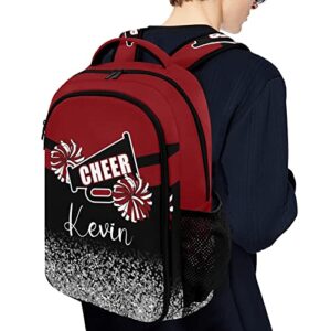 XOZOTY Red Cheerleader Cheer Backpack Personalized with Name for Men Women Shoulder Bag Laptop Bag Bookbag