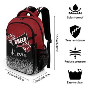 XOZOTY Red Cheerleader Cheer Backpack Personalized with Name for Men Women Shoulder Bag Laptop Bag Bookbag