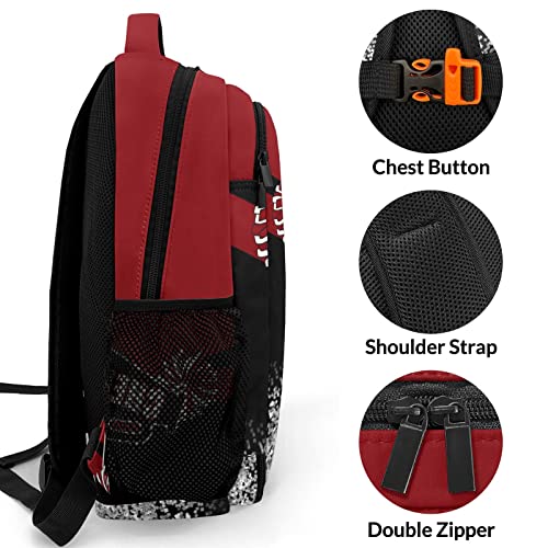 XOZOTY Red Cheerleader Cheer Backpack Personalized with Name for Men Women Shoulder Bag Laptop Bag Bookbag