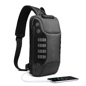 ozuko sling bag anti-theft shoulder crossbody waterproof chest bag backpack with usb charging port(black, sports car)