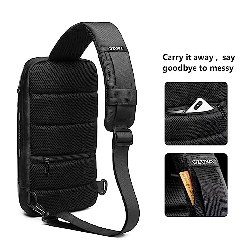 OZUKO Sling Bag Anti-theft Shoulder Crossbody Waterproof Chest Bag Backpack with USB Charging Port(black, sports car)