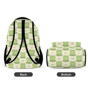 Qwalnely Frog Cute Backpack, Waterproof Frog Laptop with Durable Shoulder Straps