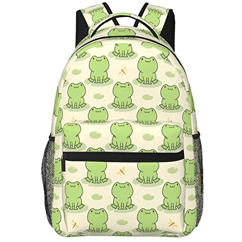 Qwalnely Frog Cute Backpack, Waterproof Frog Laptop with Durable Shoulder Straps