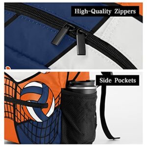Zaaprint Custom Volleyball Orange Blue White Waterproof Backpack Bookbag with Name for Birthday Holiday Gift